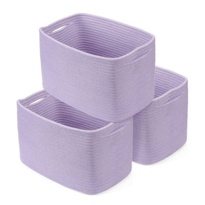 English Elm Cotton Rope Woven Storage Baskets Handcrafted Set for Farmhouse and Modern Homes Purple W2181P475143