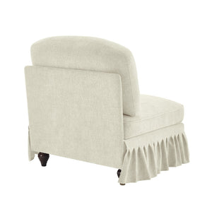 English Elm Armless Chenille Sofa Sculptural Spindle Legs Silver Thread Upholstery Living Room Beige+White W3041P332622