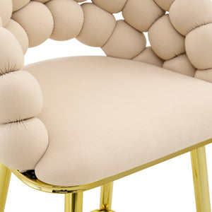 English Elm Set of 2 Velvet Bubble Barstools with Gold Legs Tufted Sculptural Kitchen Seating W1512P491449