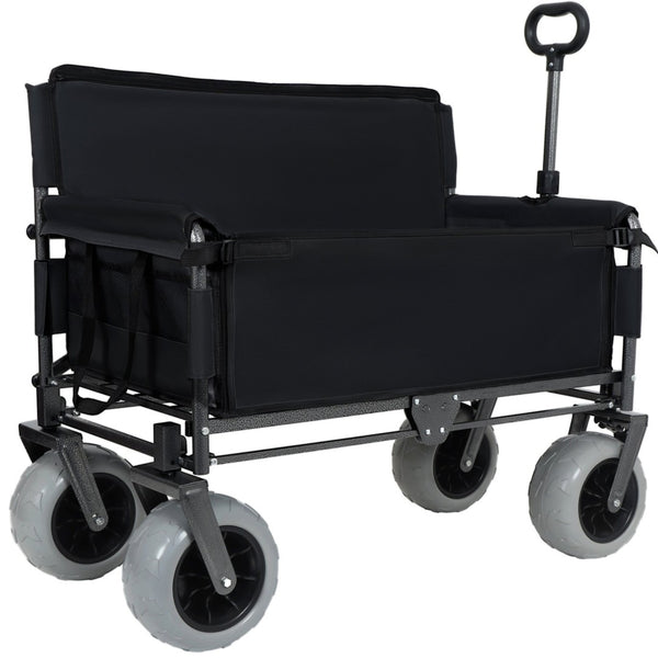 English Elm 3-in-1 Convertible Folding Utility Wagon with Bench Seat All Terrain Heavy Duty Black W2932P354211