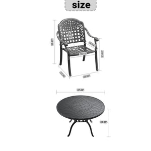 English Elm 7-piece Cast Aluminum Outdoor Dining Set with Carved Frames and Weather Resistant Cushions W1710S00560