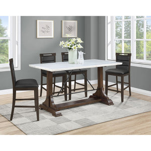 English Elm Tremont Genuine Marble Top Trestle Counter Height Dining Table Seats Six B062S01392