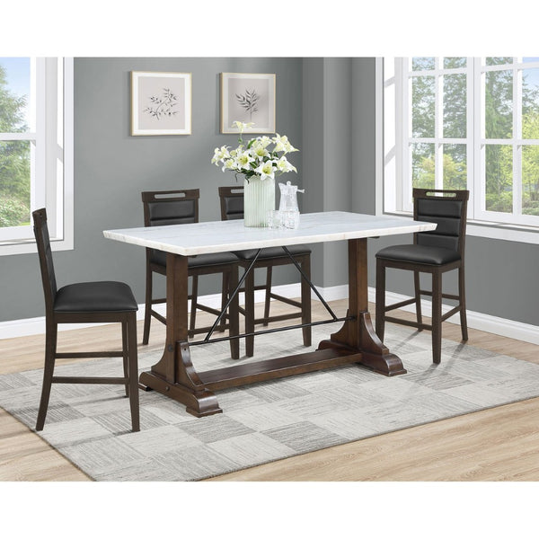 English Elm Tremont Genuine Marble Top Trestle Counter Height Dining Table Seats Six B062S01392