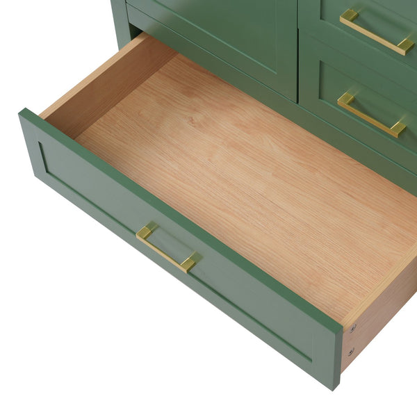 English Elm 30" Green Modern Bathroom Vanity with Ceramic Sink, Solid Wood Frame, Soft-Close Doors & Drawers N729P177787F
