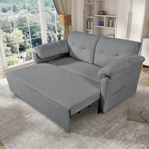 English Elm Convertible Pull Out Sofa Bed Queen Size with Steel Frame, Dual Armrests, Chenille Sleeper Couch with Storage and Casters Grey W3163P269700