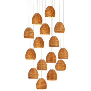 Beehive 15-Light Round Multi-Drop Pendant