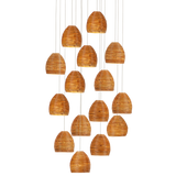 Beehive 15-Light Round Multi-Drop Pendant