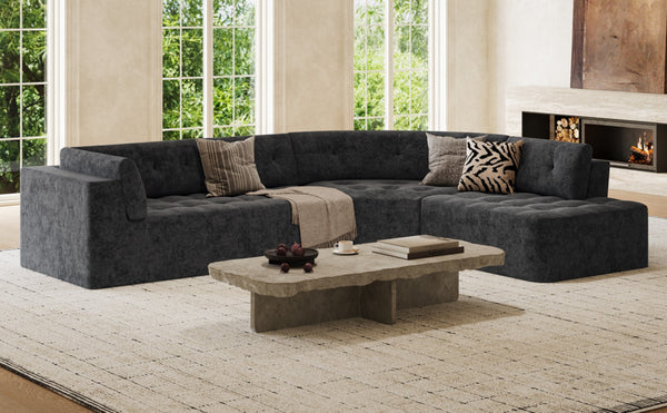 English Elm 119'' Curved L-shaped Sectional with Button Tufting and Pocket Spring Seating N760S0000048E
