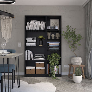 English Elm 2 Piece Bookcase Set with 9 Shelves – Matte Finish Storage Cabinets, Durable Particleboard, Modern Chic Appeal Black 45 L x 16 W x 6 H B070S00223