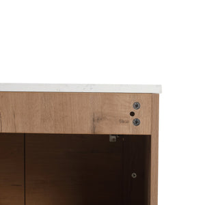 English Elm 30'' Wall-Mounted Bathroom Vanity with Soft-Close Doors, Rounded Edges, Plywood Durability, Space-Saving Imitative Oak W999P348977