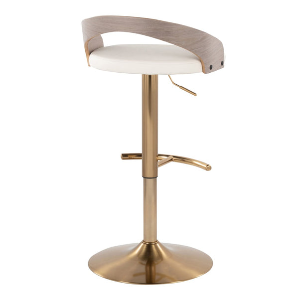 English Elm Adjustable Swivel Barstools Set of 3 Chrome Base Natural Wood Green Fabric Seat B202S02020