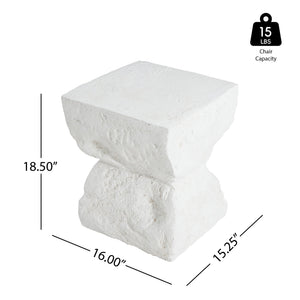 English Elm Christopher Knight Home® - Cleo Modern Minimalist MGO Side Table White — Weatherproof, Eco-Friendly Cubic Accent for Patio/Home N775P300875W