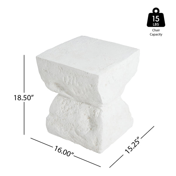English Elm Christopher Knight Home® - Cleo Modern Minimalist MGO Side Table White — Weatherproof, Eco-Friendly Cubic Accent for Patio/Home N775P300875W