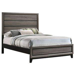 English Elm Cabrillo Grey Oak Full Panel Bed with 3D Foil Veneer, Easy-Clean Finish & Dark Grooved Detail B062S01321