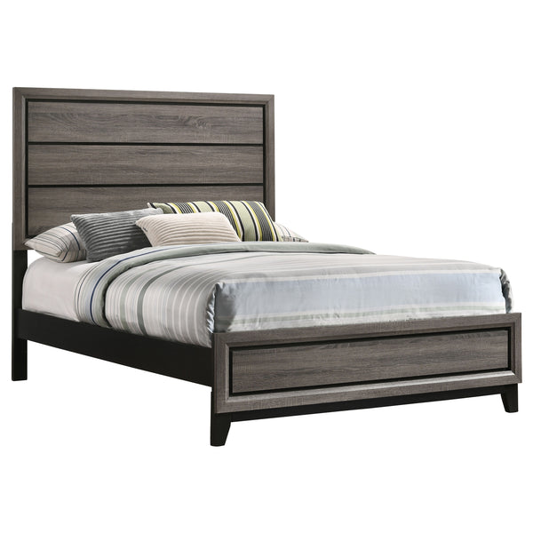 English Elm Cabrillo Grey Oak Full Panel Bed with 3D Foil Veneer, Easy-Clean Finish & Dark Grooved Detail B062S01321