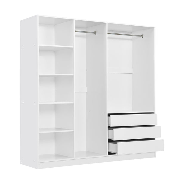 English Elm Doorless Open Wardrobe with 6 Compartments and 3 Drawers, Modern Space-Saving Storage for Bedroom White N820S00036K