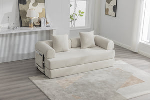 English Elm UNITED modular foldable sofa with metal frame, corduroy upholstery, side pocket & quick assembly convenience Beige W1568P374080