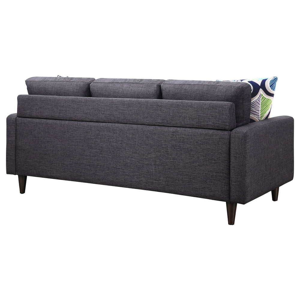 English Elm Montebello Retro Grey Tufted Sofa with Track Arm, Mid-Century Linen-Look Upholstery, 76.5" Wide B062P357815