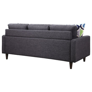 English Elm Montebello Retro Grey Tufted Sofa with Track Arm, Mid-Century Linen-Look Upholstery, 76.5" Wide B062P357815