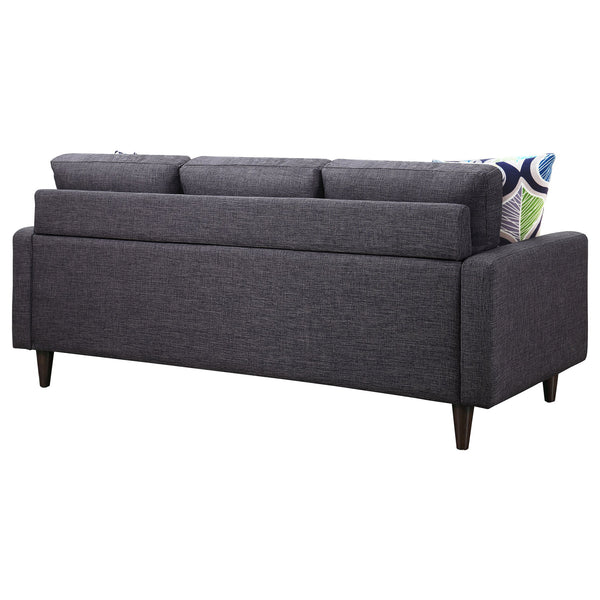 English Elm Montebello Retro Grey Tufted Sofa with Track Arm, Mid-Century Linen-Look Upholstery, 76.5" Wide B062P357815