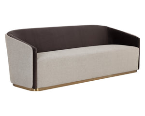 Sunpan Sheva Sofa - Elegant Comfort with Silverstone Fabric & Gold Powder-Coated Base for Any Space
