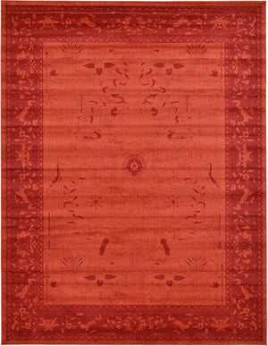 Unique Loom La Jolla Floral Machine Made Floral Rug Rust Red, Rust Red 9' 10" x 13' 0"