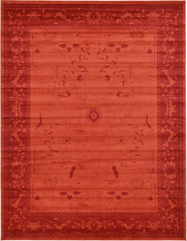 Unique Loom La Jolla Floral Machine Made Floral Rug Rust Red, Rust Red 9' 10" x 13' 0"