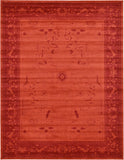 Unique Loom La Jolla Floral Machine Made Floral Rug Rust Red, Rust Red 9' 10" x 13' 0"