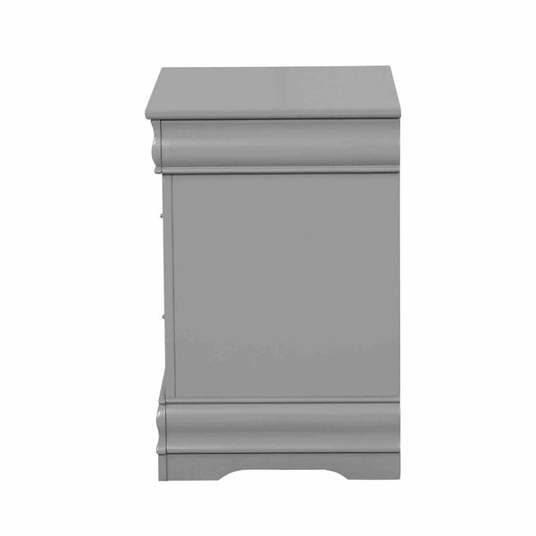 English Elm Light Gray Contemporary Nightstand Solid Rubberwood Dovetail Drawer Bedroom Storage Gray B2741P433361