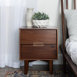 English Elm Walker Edison - Mid-Century Modern 2-Drawer Solid Wood Nighstand With Cutout Handles - Walnut