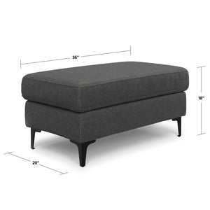 English Elm Ava Mid Century Modern Ottoman with Recycled Fabric Foam Cushion and Matte Black Legs B136P436944