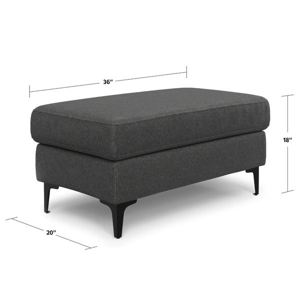 English Elm Ava Mid Century Modern Ottoman with Recycled Fabric Foam Cushion and Matte Black Legs B136P436944
