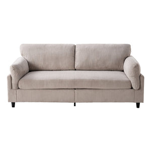 English Elm 82.6" Corduroy Mid-century Loveseat Ribbed Fabric Sofa Solid Wood Tapered Legs 2 Seater Camel W5515P488385