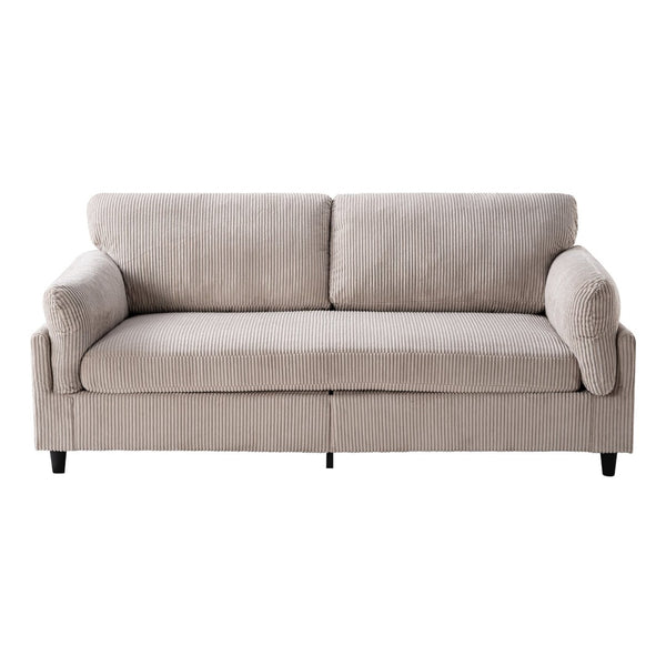 English Elm 82.6" Corduroy Mid-century Loveseat Ribbed Fabric Sofa Solid Wood Tapered Legs 2 Seater Camel W5515P488385