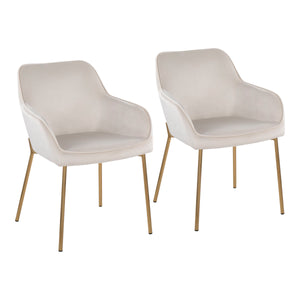 English Elm Daniella Contemporary Dining Chair Set Of 2 In Cream Velvet & Gold Metal - Chic Comfort & Style! B202S01328
