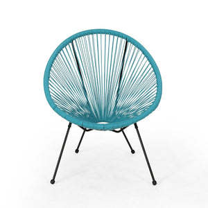 English Elm Anson Outdoor Accent Chairs Set of 2 Woven Rattan Basket Seat Patio Lounge Pair Teal N773P404950T
