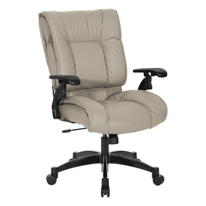 OSP Home Furnishings Leather Executive Conference Chair with Lumbar Support Pillow Top Seat and Ergonomic Arms Taupe 9333E-EC21