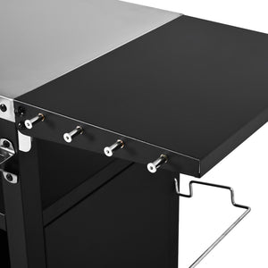 English Elm K&k Outdoor Grill Cart Stainless Steel Prep Station with Storage and Drop Leaf N707P379798B