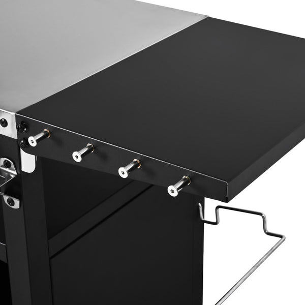 English Elm K&k Outdoor Grill Cart Stainless Steel Prep Station with Storage and Drop Leaf N707P379798B
