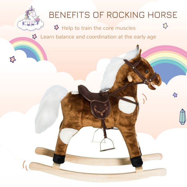 English Elm Qaba Plush Rocking Pony for Toddlers with Sound Effects and Padded Saddle Playroom Fun W2225P217689