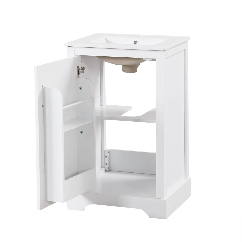 English Elm 20" Bathroom Vanity With Soft-Close Door, Ceramic Sink, Adjustable Shelves & Chic Storage Solutions N725P351852K