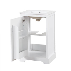 English Elm 20" Bathroom Vanity With Soft-Close Door, Ceramic Sink, Adjustable Shelves & Chic Storage Solutions N725P351852K