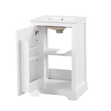 English Elm 20" Bathroom Vanity With Sink, Bathroom Cabinet With Soft Closing Door, Storage Rack and Adjustable Shelve, White