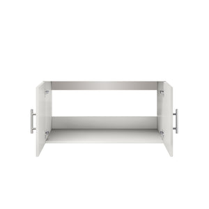 English Elm Glossy 36-Inch White Bath Vanity Cabinet with Soft-Close Door, Solid Wood Frame, Fully Assembled B2731P258626