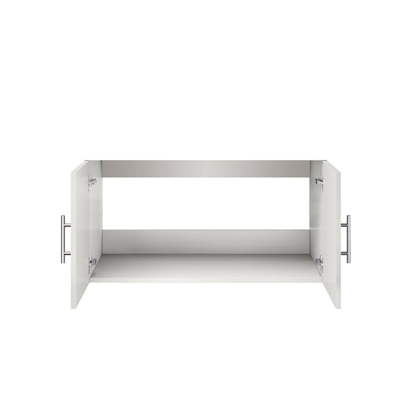 English Elm Glossy 36-Inch White Bath Vanity Cabinet with Soft-Close Door, Solid Wood Frame, Fully Assembled B2731P258626