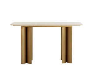Sunpan Astara Console Table - Luxurious Cream Marble Top & Antique Gold Legs For Elegant Modern Spaces Cream Marble 111784