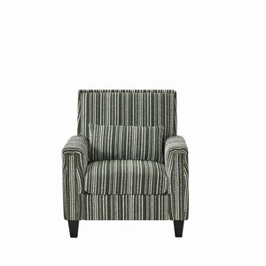 English Elm Modern Striped Upholstered Accent Chair with Arms, Nailhead Trim, Solid Wood Frame and Plush Foam Seating Green W3373P363922