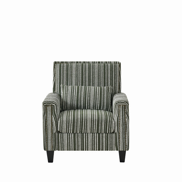 English Elm Modern Striped Upholstered Accent Chair with Arms, Nailhead Trim, Solid Wood Frame and Plush Foam Seating Green W3373P363922