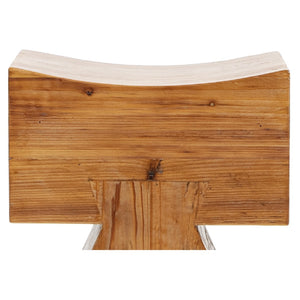 English Elm Nico Sculptural Reclaimed Pine Accent Stool with Saddle Seat and Artisan Pedestal Base B2719P485504