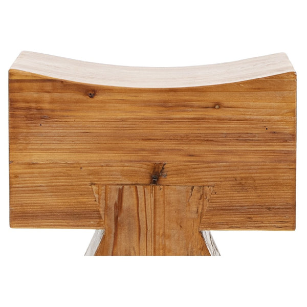 English Elm Nico Sculptural Reclaimed Pine Accent Stool with Saddle Seat and Artisan Pedestal Base B2719P485504